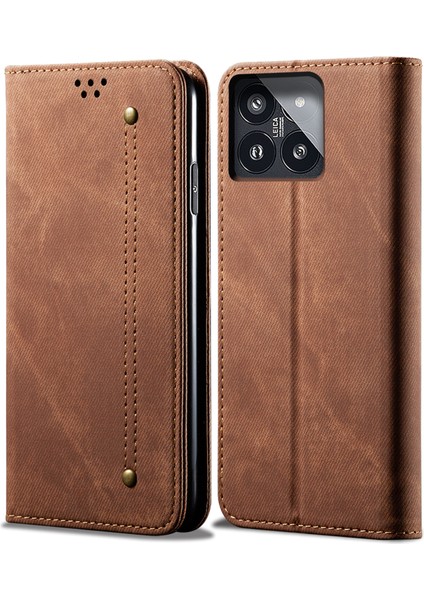 Xiaomi 14 Pro Pu Deri Kabuk Flip Telefon Kılıfı Stand Cüzdan Cep Telefonu Kapak Kavur (Yurt Dışından)
