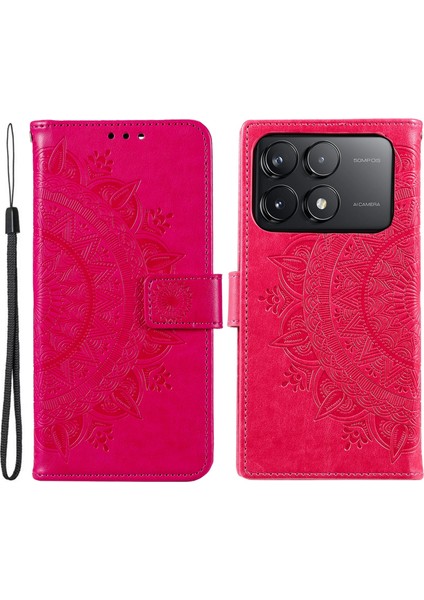 Xiaomi Için Redmi K70 5G/K70 Pro 5g Cep Telefon Kılıfı Mandala Çiçeği Baskılı Deri Kapak Çizgisi (Yurt Dışından)