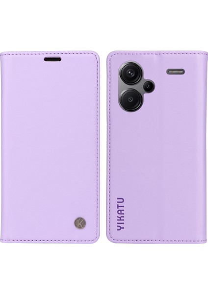 Xiaomi Redmi Için Note 13 Pro+ Durum Manyetik Kapanış Deri Telefon Kapak Işık Mor (Yurt Dışından)