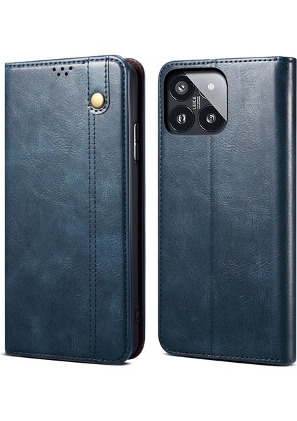 Xiaomi 14 Pro Pu Deri Çaşır At Telefon Kılıfı Stand Cüzdan Cep Telefonu Kapak Blue (Yurt Dışından)