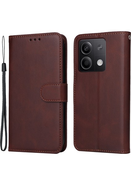 Xiaomi Için Redmi Note 13 5g Kasa Standı Deri Telefon Kapağı Cüzdan Strap-Brown (Yurt Dışından)