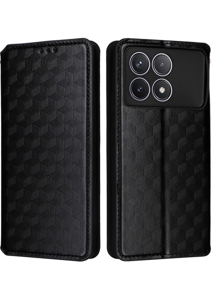Xiaomi Redmi K70 5G/K70 Pro 5g Deri Kılıf Desenli Desen Flip Cüzdan Kapak Black (Yurt Dışından)