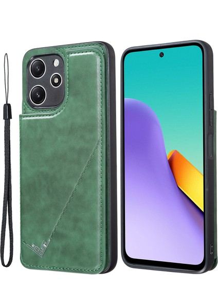 Xiaomi Redmi Için 12 4g/12 5g (Global) Case Kickstand Pu+Tpu Cep Telefonu Kart Tutucu Yeşili ile Kapak (Yurt Dışından)