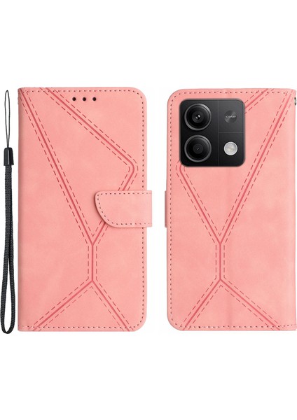 Xiaomi Için Redmi Note 13 4g Manyetik Telefon Kılıfı Ekleme Çizgileri Baskılı Kapak Pembe (Yurt Dışından)