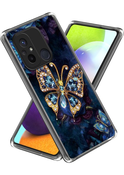 Xiaomi Redmi 12C 4g Patern Kılıfı Yumuşak Tpu Anti-Çizelge Telefon Kapak-Yahudi Kelebek (Yurt Dışından)
