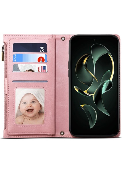 Xiaomi Için Redmi K60 ULTRA/13T/13T Pro Case Deri Telefon Kapağı Cüzdan-Rose Altın (Yurt Dışından)