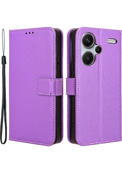 Xiaomi Redmi Için Note 13 Pro + Case Tpu + Pu Deri Cüzdan Akıllı Telefon Kabuğu Kapak-Mor (Yurt Dışından)