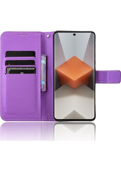 Xiaomi Redmi Için Note 13 Pro + Case Tpu + Pu Deri Cüzdan Akıllı Telefon Kabuğu Kapak-Mor (Yurt Dışından)