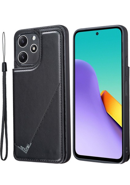 Xiaomi Redmi Için 12 4g/12 5g (Global) Case Kickstand Pu+Tpu Cep Telefonu Kart Tutucu-Black ile (Yurt Dışından)
