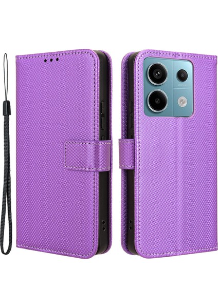 Xiaomi Redmi Için Note 13 Pro 5g Telefon Kılıfı Anti-Çizelge Kabuğu Manyetik Pu Cüzdan Telefon Kapak Morası (Yurt Dışından)