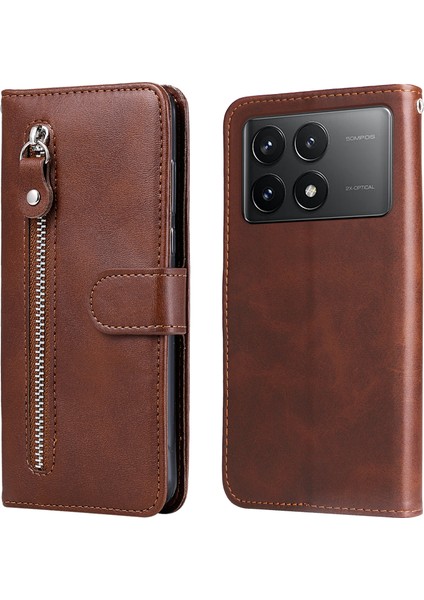 Xiaomi Için Redmi K70E 5g Manyetik Kılıf Pu Deri Fermuar Cep Telefon Cüzdan Kapak Kılıfı (Yurt Dışından)