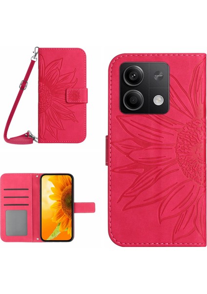 Xiaomi Için Redmi Note 13 4g Manyetik Telefon Kılıfı Ayçiçeği Deri Deri Kapak Çizgisi (Yurt Dışından)
