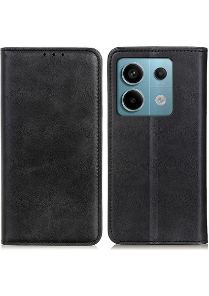 Xiaomi Için Redmi Note 13 Pro 5g Cep Telefon Kılıfı Bölünmüş Deri Cüzdan Anti-Fall Kapak Black (Yurt Dışından)