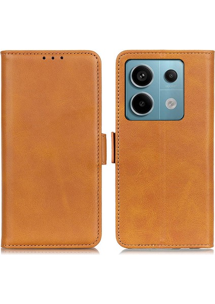 Xiaomi Redmi Için Note 13 Pro 5g Cep Telefonu Kılıfı Manyetik Toka Deri Deri Stand Kapak-Sarı (Yurt Dışından)