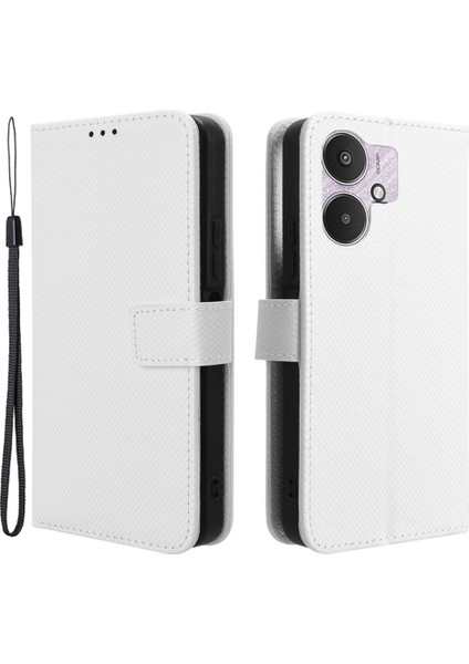 Xiaomi Redmi 13C 5G/13R 5g/poco M6 5g Cüzdan Kılıfı Deri Deri Folio Şok Geçirmez Telefon Kapak-Beyaz (Yurt Dışından)