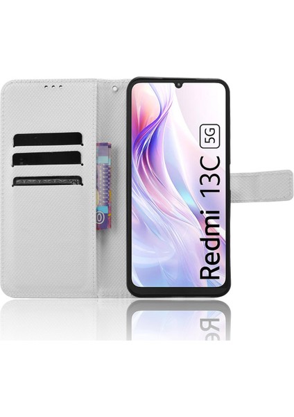 Xiaomi Redmi 13C 5G/13R 5g/poco M6 5g Cüzdan Kılıfı Deri Deri Folio Şok Geçirmez Telefon Kapak-Beyaz (Yurt Dışından) fiyatları