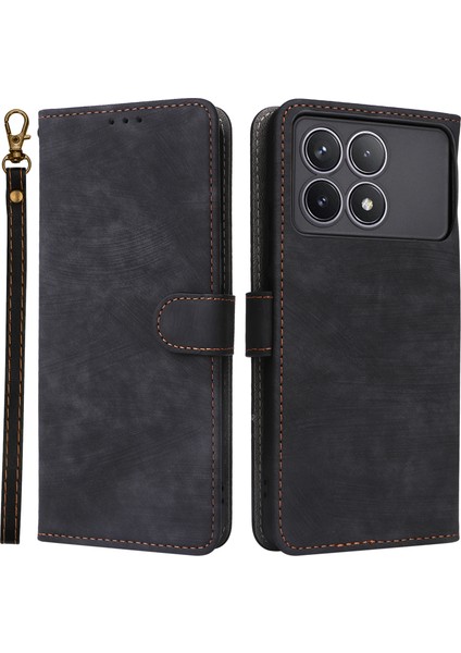 Xiaomi Redmi K70 5G/K70 Pro 5g Deri Kılıf Strap Rfıd Engelleme Telefon Cüzdan-Black (Yurt Dışından)