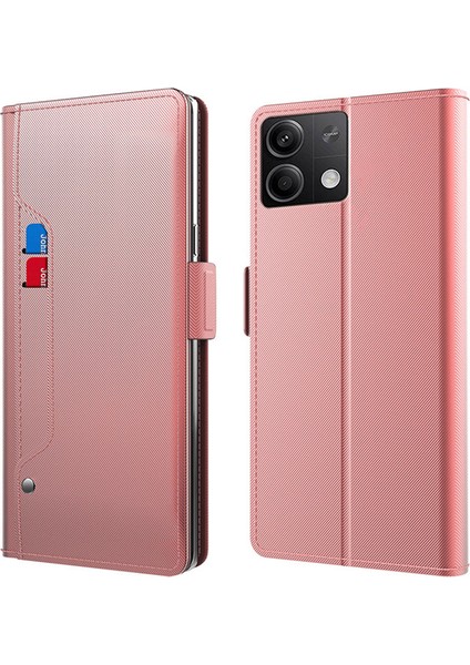 Xiaomi Için Redmi Note 13 5g Case Anti-Drop Deri Cep Telefon Kapağı Ayna Rose Altın (Yurt Dışından)