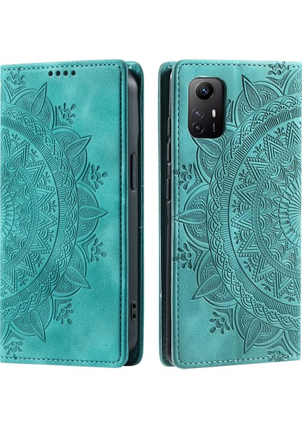 Xiaomi Için Redmi Note 12S 4g Telefon Kılıfı Baskılı Manyetik Otomatik Kapanış Deri Kapak Cüzdan Yeşil (Yurt Dışından)