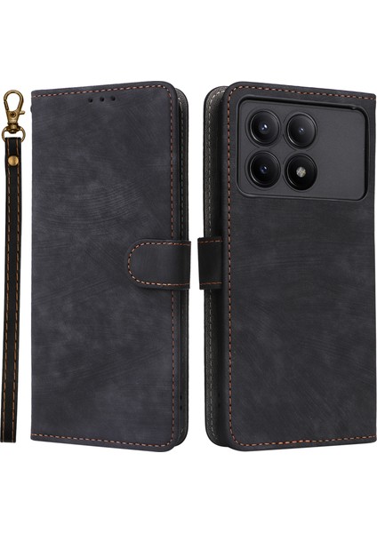 Xiaomi Redmi Için K70E 5g/poco X6 Pro 5g Cüzdan Kılıfı Rfıd Shol Shoplocton Telefonu Ile Ile Siprikli Black (Yurt Dışından)