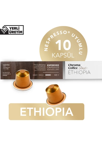 Chroma Coffee Signature Series Ethiopia 10 Adet Nespresso Uyumlu Kapsül Kahve %100 Arabica Etiyopya