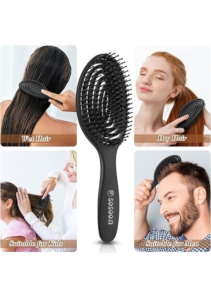 Dolaşık Açıcı Saç Fırçası - Saçları Çekmez - Kıvırcık, Düz Ve Islak Saçlar Için Saç Düzleştirme Fırçaları - Benzersiz Spiral Saç Fırçası (Siyah) (Yurt Dışından) indirimleri