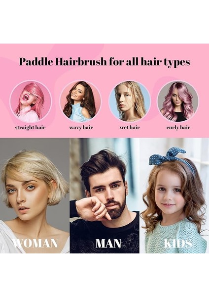 Kadın, Erkek Ve Çocuklar Için Saç Fırçası - Saçı Çekmez - Kıvırcık, Düz Ve Islak Saçlar Için Saç Düzleştirme Fırçaları (Pembe) (Yurt Dışından) fiyatları