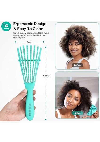 Dolaşık Açıcı Saç Fırçası, Kadın Kızlar Için Dolaşık Açıcı Fırça Islak Kuru Afro 3a Ila 4c Kalın Kıvırcık Dalgalı Kinky Kıvırcık Kıvırcık Doğal Saç, Mavi (Yurt Dışından)