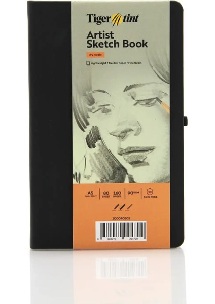 Sketchbook Sert Kapaklı Eskiz Defteri 90 gr A5 80 Yaprak Siyah