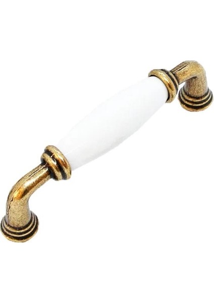 5 Adet Porselen Mobilya Dolap Kulp 96 mm Antik Sarı