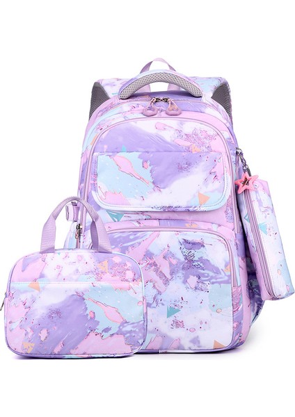 Kız Sırt Çantası Üç Parçalı Takım, Kız Büyük Kapasiteli Omurga Omuz Sırt Çantası (Yurt Dışından)