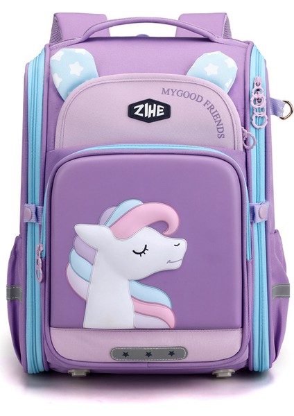 3D Karikatür Kız Sırt Çantası, Çocuk Büyük Kapasiteli Omurga Sırt Çantası (Yurt Dışından)