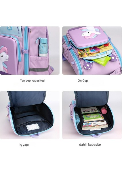 3D Karikatür Kız Sırt Çantası, Çocuk Büyük Kapasiteli Omurga Sırt Çantası (Yurt Dışından) modelleri