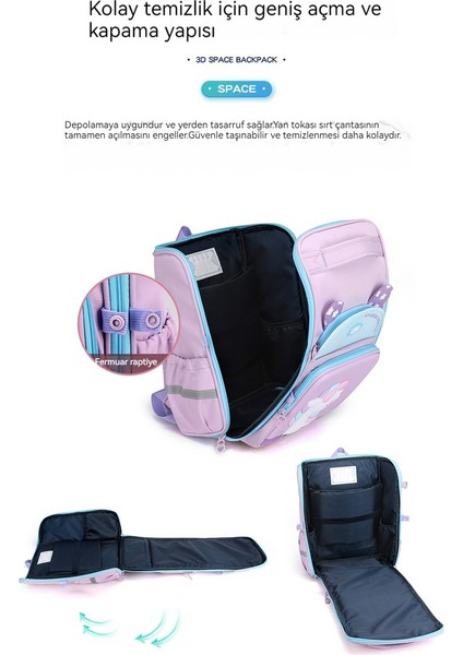 3D Karikatür Kız Sırt Çantası, Çocuk Büyük Kapasiteli Omurga Sırt Çantası (Yurt Dışından) fırsatları