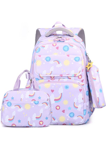 Kızlar Için Sırt Çantası Üçlü Seti, Çocuklar Için Büyük Kapasiteli Omurgayı Koruyan Hafifletici Sırt Çantası (Yurt Dışından)