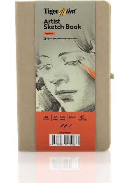 Sketchbook Sert Kapaklı Eskiz Defteri 90 gr A5 80 Yaprak Bej