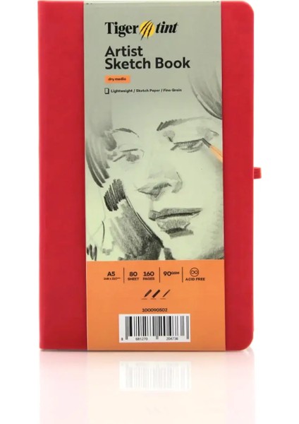 Sketchbook Sert Kapaklı Eskiz Defteri 90 gr A5 80 Yaprak Kırmızı