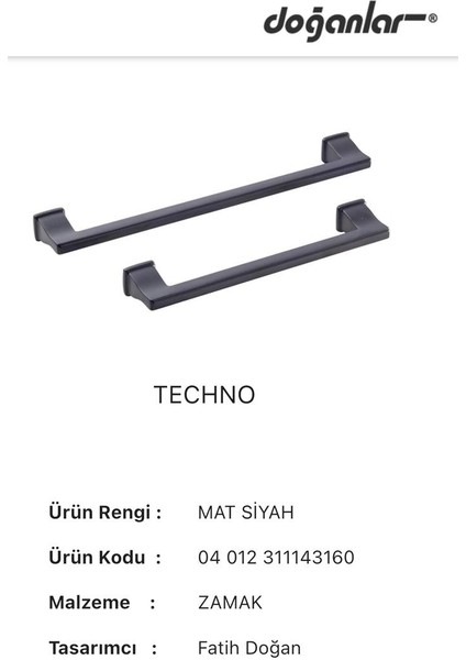 Doğanlar Techno 320 mm Mobilya Kulp Mat Siyah modelleri