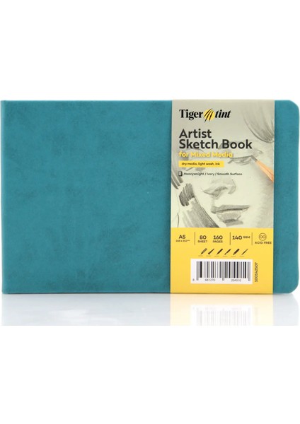 Sert Kapak Yatay Eskiz Defteri 140 G A5 80 Yaprak Turkuaz 100142507