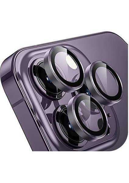 Iphone 14 / 14 Plus Ile Uyumlu Darbeye Dayanıklı Safir Kamera Lens Koruyucu Mor