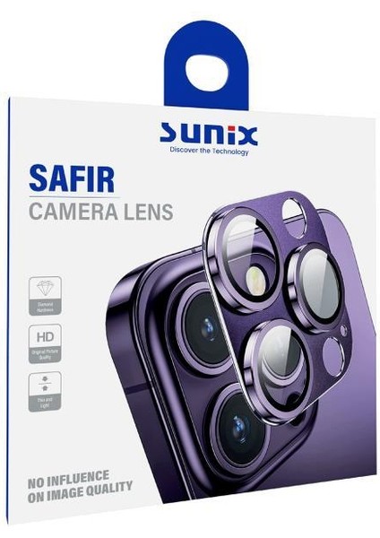 Iphone 14 / 14 Plus Ile Uyumlu Darbeye Dayanıklı Safir Kamera Lens Koruyucu Mor