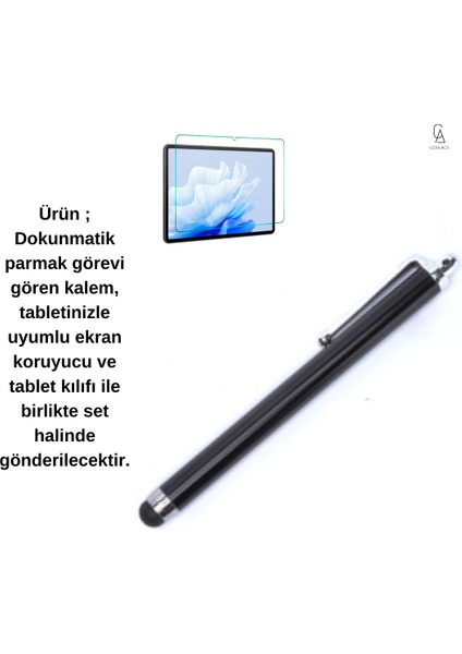 Samsung Galaxy Tab A9 8.7 Inç 360° Dönebilen Standlı Tablet Kılıfı Ekran Koruyucu ve Kalem Seti