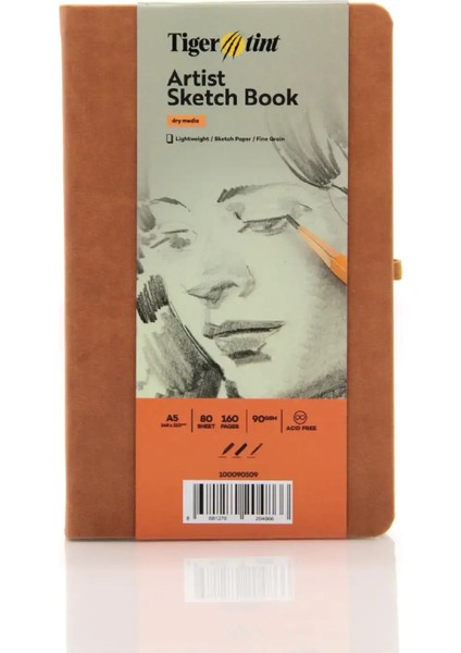 Sketchbook Sert Kapaklı Eskiz Defteri 90 gr A5 80 Yaprak Taba