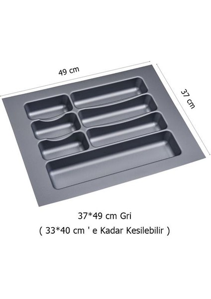 2 Adet Çekmece Içi Kaşıklık 37 x 49 cm Gri Mutfak Çekmece Düzenleyici