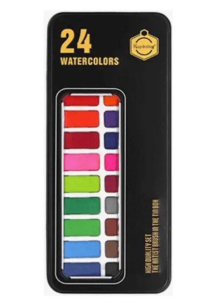 Metal Kutu Tablet Sulu Boya Seti 24 Renk B7129-24