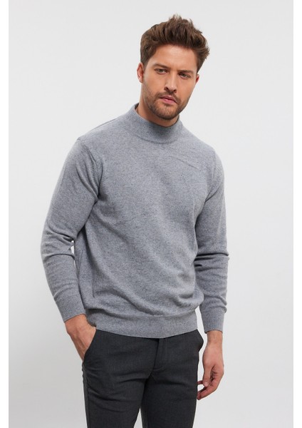 Erkek Yünlü Normal Kalıp Yarım Balıkçı Boğazlı Yaka Triko Kazak modelleri