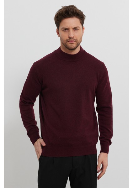 Erkek Yünlü Normal Kalıp Yarım Balıkçı Boğazlı Yaka Triko Kazak