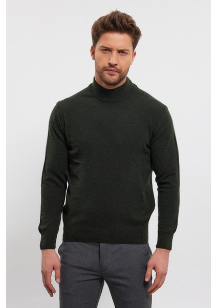 Erkek Yünlü Normal Kalıp Yarım Balıkçı Boğazlı Yaka Triko Kazak modelleri