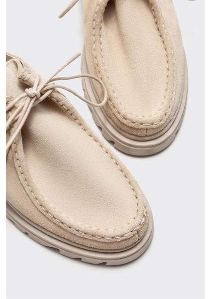 Ekru Deri Kadın Günlük Ayakkabı modelleri