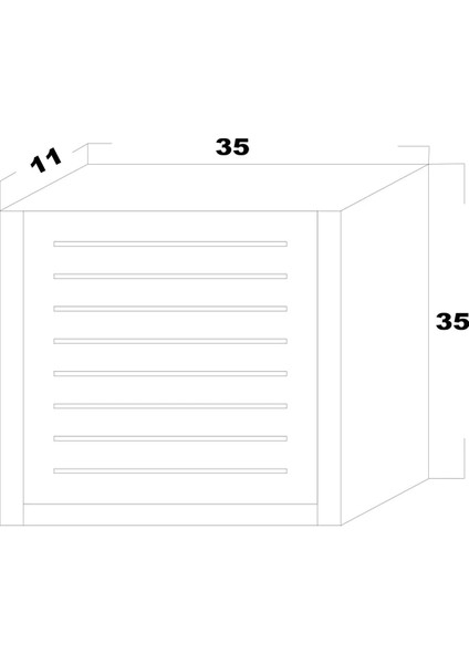 Modem Saklama Kutusu Sürgülü Model Yukarı Açılır 35Y x 35G x 11D Çizgili Beyaz